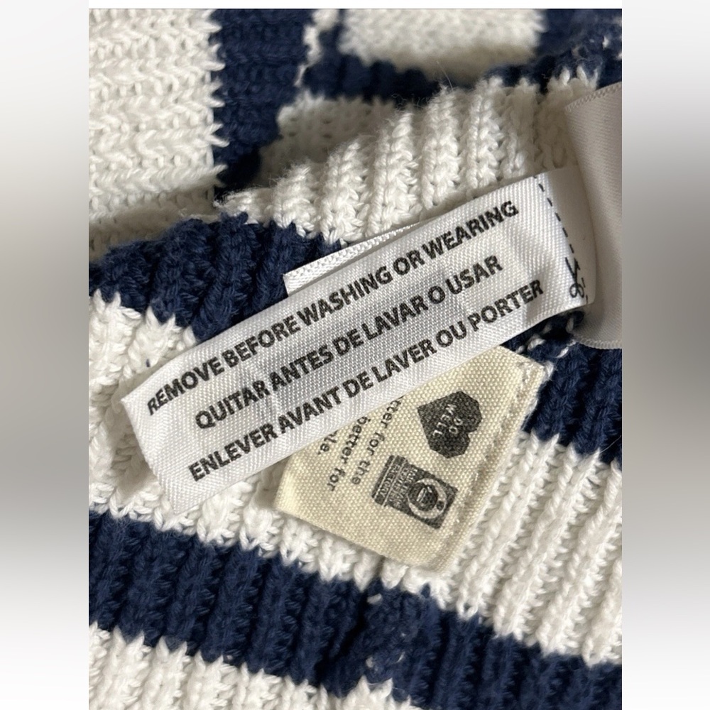 Madewell V-Neck Button-Front Long Cardigan Sweater Navy & White Striped Sz XS - Picture 12 of 13